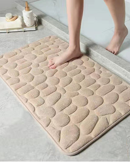1pc Soft and comfortable memory foam Bath Rug with cobblestone embossment - Rapid water absorbant