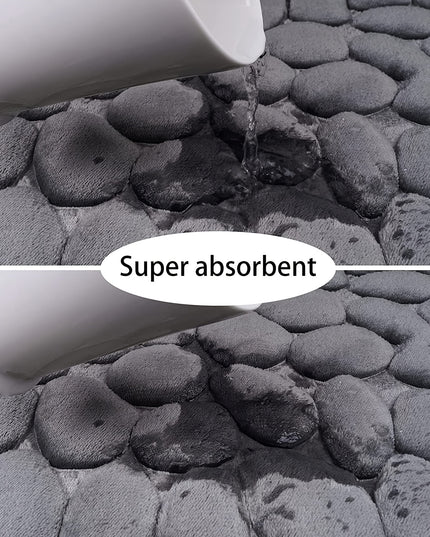1pc Soft and comfortable memory foam Bath Rug with cobblestone embossment - Rapid water absorbant
