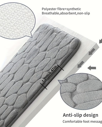 1pc Soft and comfortable memory foam Bath Rug with cobblestone embossment - Rapid water absorbant