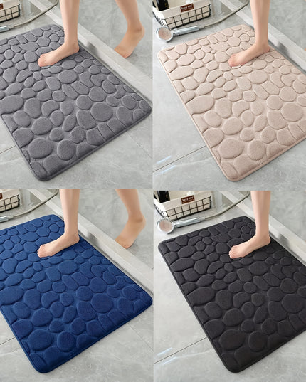 1pc Soft and comfortable memory foam Bath Rug with cobblestone embossment - Rapid water absorbant