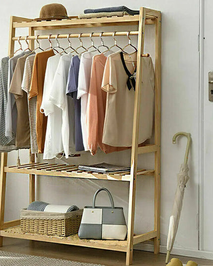Bamboo garment Coat/ clothes hanging heavy duty rack
