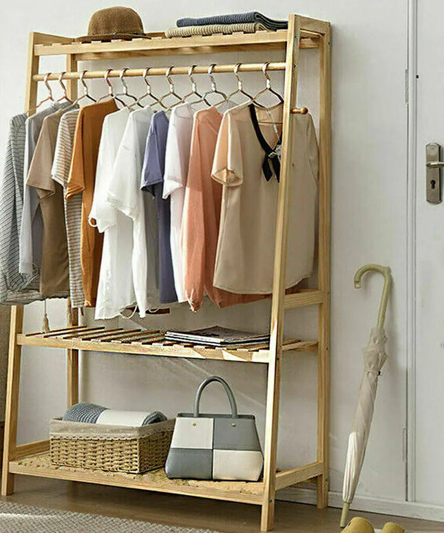Bamboo garment Coat/ clothes hanging heavy duty rack