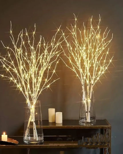 1 PC White festive birch branch LED light