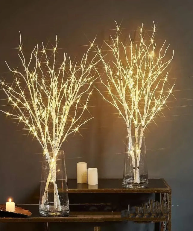 1 PC White festive birch branch LED light