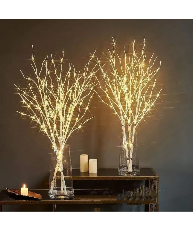 1 PC White festive birch branch LED light