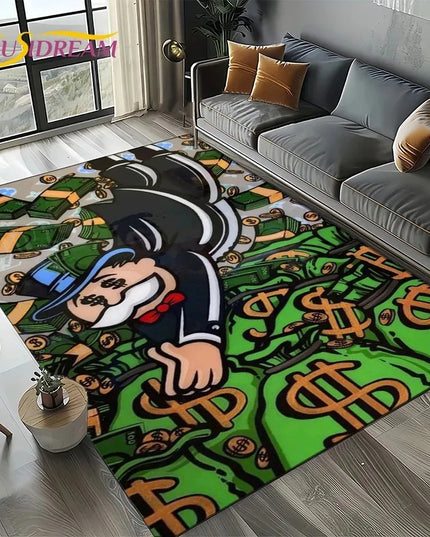 3D Rich monopoly man cartoon carpet rug