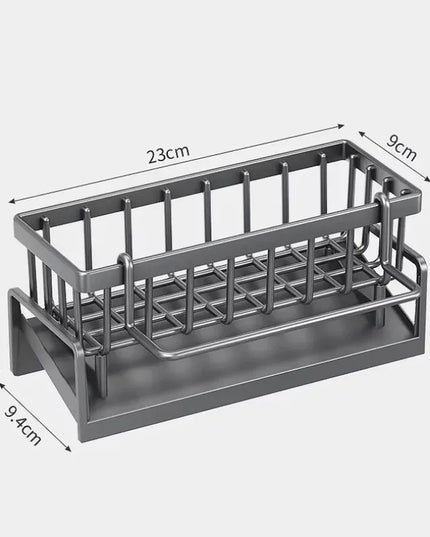 Compact tap-mounted sink organiser with drainage rack