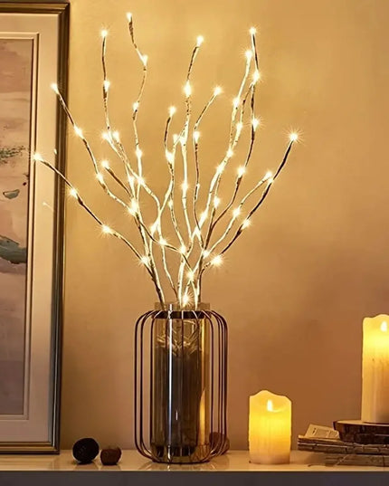 1 PC White festive birch branch LED light
