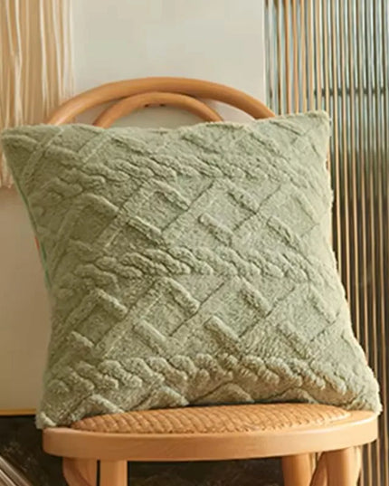 Plush Cushion Cover Geometric Sofa Pillow Cover for Living Room