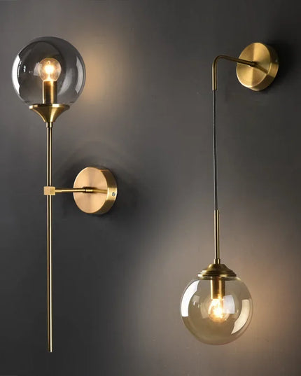 Extremely modern golden round glass wall lamp