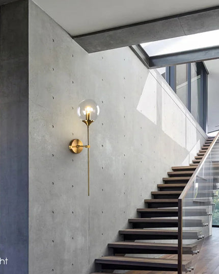 Extremely modern golden round glass wall lamp