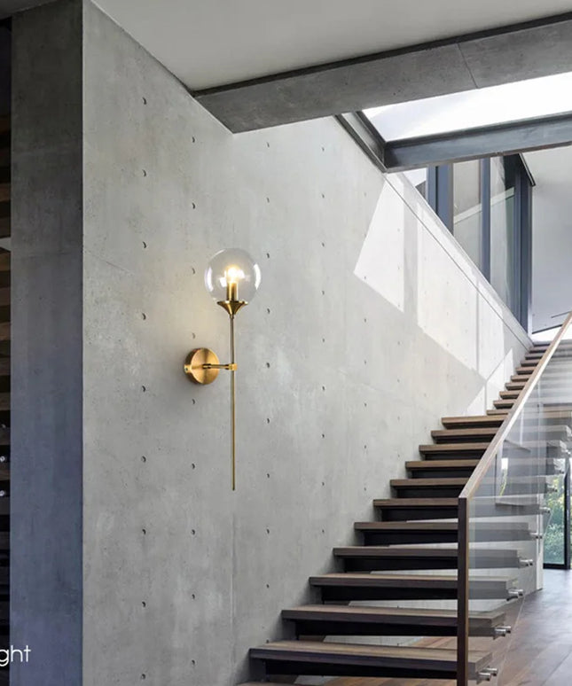 Extremely modern golden round glass wall lamp