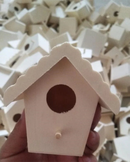 Wooden mini bird cage, outdoor hanging birdhouse box 7.5/9.5cm