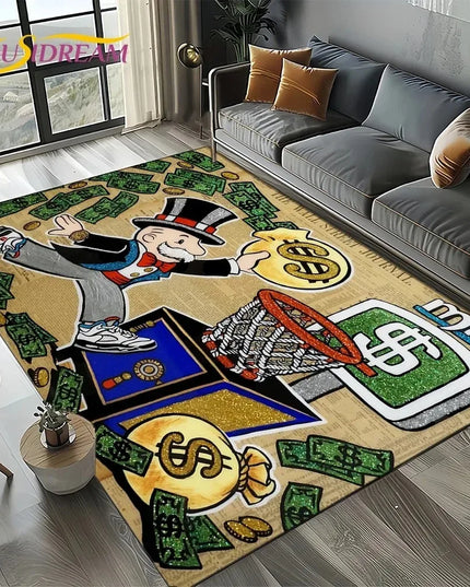 3D Rich monopoly man cartoon carpet rug
