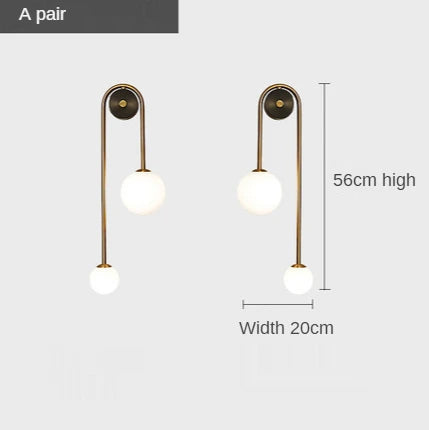 Modern Wall gold Lamp, glass ball  lampshade (LED)