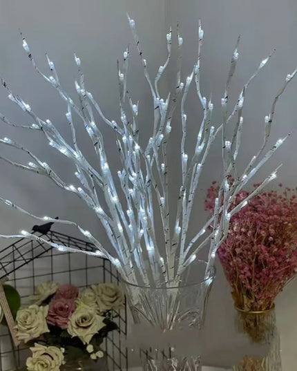 1 PC White festive birch branch LED light