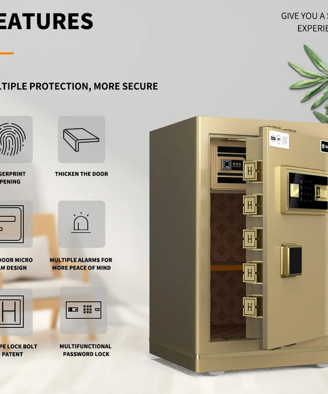 Household large safe box with fingerprint locking system