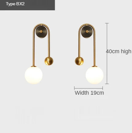 Modern Wall gold Lamp, glass ball  lampshade (LED)
