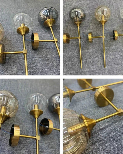 Extremely modern golden round glass wall lamp