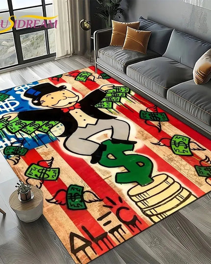 3D Rich monopoly man cartoon carpet rug