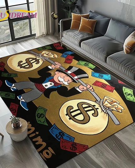 3D Rich monopoly man cartoon carpet rug