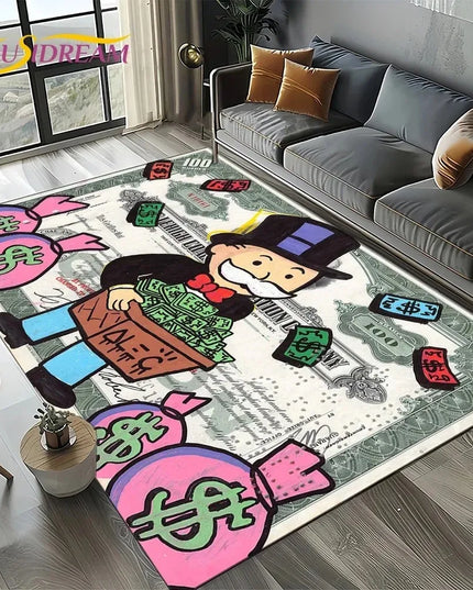 3D Rich monopoly man cartoon carpet rug