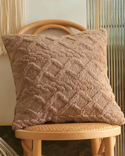 Plush Cushion Cover Geometric Sofa Pillow Cover for Living Room