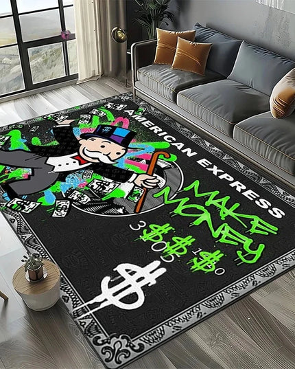 3D Rich monopoly man cartoon carpet rug