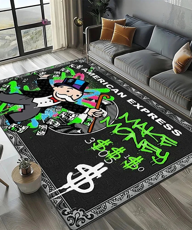 3D Rich monopoly man cartoon carpet rug