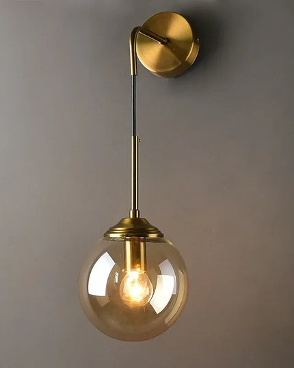 Extremely modern golden round glass wall lamp