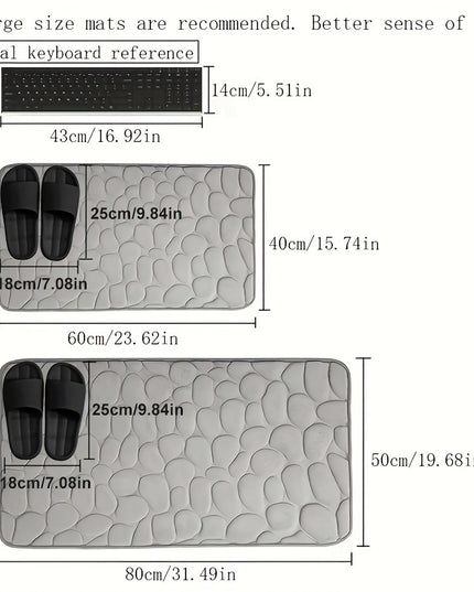 1pc Soft and comfortable memory foam Bath Rug with cobblestone embossment - Rapid water absorbant