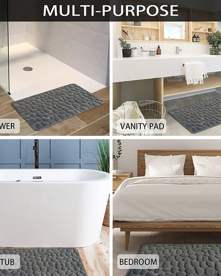 1pc Soft and comfortable memory foam Bath Rug with cobblestone embossment - Rapid water absorbant