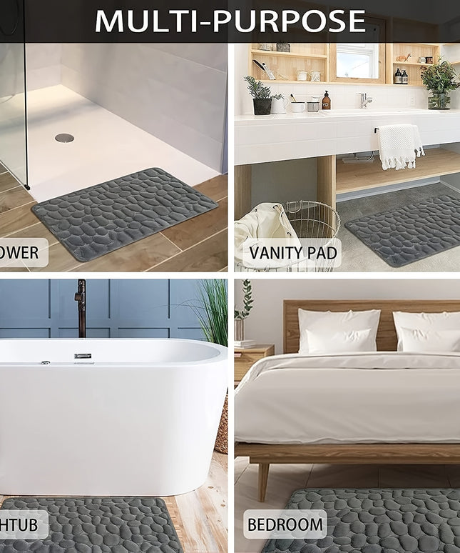 1pc Soft and comfortable memory foam Bath Rug with cobblestone embossment - Rapid water absorbant